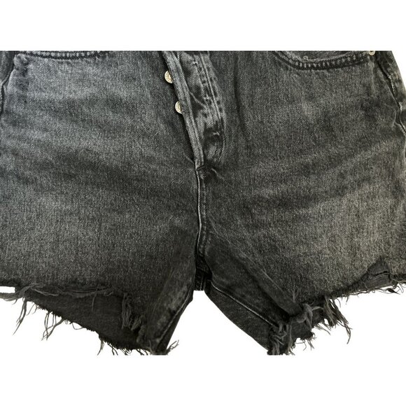 AGOLDE Crisscross Jean Shorts Black High-Waisted Distressed Frayed Hem - 27 - Picture 6 of 11